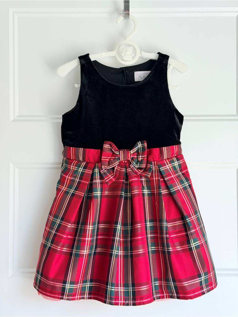 The Children's Place Black & Red Plaid Bow Party Dress